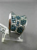 ESTATE LARGE 2.86CT WHITE & BLUE DIAMOND 14K WHITE GOLD 3D MULTI FLOWER FUN RING