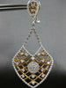 EXTRA LARGE 2.91CT DIAMOND 18K WHITE & ROSE GOLD FLOWER CLIP ON HANGING EARRINGS