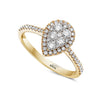 ESTATE .58CT DIAMOND 18KT YELLOW GOLD 3D ROUND CLUSTER PAVE OVAL HALO FUN RING
