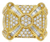 EXTRA LARGE 4.0CT DIAMOND 14K YELLOW GOLD 3D ROUND & BAGUETTE SQUARE FLOWER RING