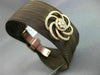 ESTATE LARGE .85CT DIAMOND 18KT GOLD & STAINLESS STEEL 3D FLOWER BANGLE BRACELET