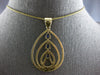 EXTRA LARGE 2.94CT DIAMOND & AAA SAPPHIRE 14KT YELLOW GOLD 3D TEAR DROP PENDANT