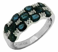 2.53CT DIAMOND & AAA SAPPHIRE 14KT WHITE GOLD 3D ROUND & OVAL ANNIVERSARY RING