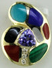 ESTATE .55CT DIAMOND & MULTI GEM 14KT YELLOW GOLD MULTI SHAPE FLOATING PENDANT