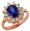 3.0CT DIAMOND & AAA TANZANITE 14KT ROSE GOLD OVAL & ROUND FLOWER ENGAGEMENT RING
