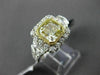 ESTATE LARGE 3.43CT GIA FANCY YELLOW DIAMOND 18KT TWO TONE GOLD ENGAGEMENT RING