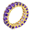 6.52CT AAA AMETHYST 14KT YELLOW GOLD EMERALD CUT SHARED PRONG ETERNITY FUN RING