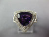 ESTATE LARGE 3.14CT DIAMOND & AAA AMETHYST 14KT WHITE GOLD 3D TRILLION HALO RING