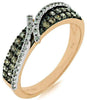 ESTATE .50CT WHITE & CHOCOLATE FANCY DIAMOND 14K ROSE GOLD CRISS CROSS LOVE RING