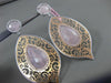 ESTATE LARGE 2.20CT DIAMOND & AVENTURINE 14K WHITE & ROSE GOLD FILIGREE EARRINGS