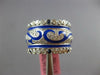 WIDE 1.62CT DIAMOND & AAA SAPPHIRE & BLUE ENAMEL 18K WHITE GOLD 3D ETERNITY RING