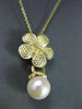 ANTIQUE DIAMOND & AAA SOUTH SEA PEARL 14KT YELLOW GOLD FLOWER PENDANT #22161