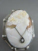 ANTIQUE LARGE .05CT DIAMOND FILIGREE LADY CAMEO 14K WHITE BROOCH & PENDANT #2096