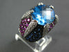 EXTRA LARGE 11.12CT DIAMOND & MULTI GEM 18KT WHITE & BLACK GOLD DOME SHAPE RING
