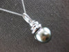 LARGE .07CT DIAMOND & AAA TAHITIAN PEARL 14KT WHITE GOLD SWIRL FLOATING PENDANT