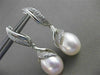 ESTATE LARGE DIAMOND 12MM SOUTH SEA PEARL 14KT WHITE GOLD HANGING EARRINGS #2664