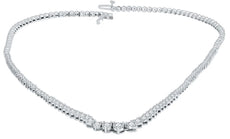 5.0CT DIAMOND 14KT WHITE GOLD 3D ROUND GRADUATING SEMI ETERNITY TENNIS BRACELET