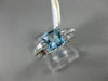 ESTATE 1.62CT DIAMOND & AAA BLUE TOPAZ 14KT WHITE GOLD 3D SQUARE FRIENDSHIP RING