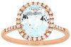 WIDE 2.21CT DIAMOND & AAA AQUAMARINE 14K ROSE GOLD 3D OVAL & ROUND HALO FUN RING