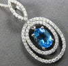 LARGE 1.98CT DIAMOND & AAA BLUE TOPAZ 14K WHITE GOLD OVAL ROUND MARQUISE PENDANT