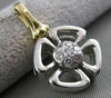 ESTATE DIAMOND 14K WHITE YELLOW GOLD FOUR LEAF CLOVER FLOWER PENDANT FG VS #1424