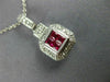 ESTATE .75CT DIAMOND & AAA RUBY 18KT WHITE GOLD 3D FILIGREE SQUARE PENDANT #2666