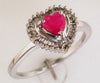 .85CT DIAMOND & AAA RUBY 14K WHITE GOLD HEART SHAPE & BAGUETTE CLASSIC LOVE RING
