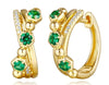 .46CT DIAMOND & AAA EMERALD 14KT YELLOW GOLD ROUND HEXAGON HOOP HANGING EARRINGS