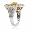 ESTATE LARGE 1.17CT WHITE PINK & FANCY YELLOW DIAMOND 18K TRI COLOR GOLD 3D RING