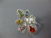 EXTRA LARGE 2.1CT DIAMOND & AAA MULTI COLOR SAPPHIRE 18K YELLOW GOLD FLOWER RING