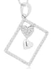 ESTATE .20CT DIAMOND 14K WHITE GOLD 3D DOUBLE HEART SQUARE LOVE FLOATING PENDANT