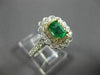 ESTATE WIDE 1.08CT DIAMOND AAA EMERALD 14KT TWO TONE GOLD FLOWER ENGAGEMENT RING