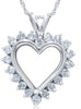 ESTATE 1.0CT DIAMOND 14KT WHITE GOLD 3D CLASSIC OPEN HEART LOVE FLOATING PENDANT