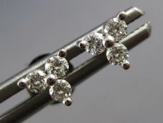 .20CT DIAMOND 14K WHITE GOLD 3D 3 STONE FLOWER TRIANGULAR TRILLION STUD EARRINGS