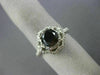 ESTATE 2.62CT WHITE & BLACK DIAMOND 14KT WHITE GOLD 3D FLOWER ENGAGEMENT RING
