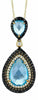 5.29CT WHITE & CHOCOLATE FANCY DIAMOND & AAA BLUE TOPAZ 14KT YELLOW GOLD PENDANT