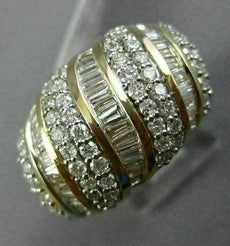 LARGE 2.0CT ROUND & BAGUETTE DIAMOND 14KT YELLOW GOLD 3D WAVE ANNIVERSARY RING