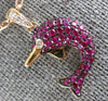 ESTATE .74CT DIAMOND & AAA RUBY 18KT ROSE GOLD HAPPY DOLPHIN FLOATING PENDANT