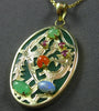 ESTATE LARGE AAA MULTI GEM 14KT YELLOW GOLD 3D OVAL LUCKY DRAGON FUN PENDANT