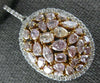 LARGE 3.58CT WHITE & MOCHA DIAMOND 18KT WHITE & ROSE GOLD 3D OVAL LOVE NECKLACE