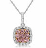 ESTATE .50CT WHITE & PINK DIAMOND 14KT WHITE & ROSE GOLD CLUSTER SQUARE PENDANT