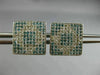 ESTATE 1.0CT WHITE & BLUE DIAMOND 14K WHITE GOLD GEOMETRIC SQUARE EARRINGS 19576