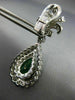 LARGE 3.70CT DIAMOND & AAA EMERALD 14KT WHITE GOLD 3D TEAR DROP HANGING EARRINGS