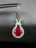 LARGE 4.81CT DIAMOND & AAA RUBY 18KT WHITE GOLD ROUND LOVE KNOT HANGING EARRINGS