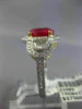 ESTATE LARGE EGL 3.76CT DIAMOND & RUBY 18K TWO TONE GOLD 3 STONE ENGAGEMENT RING