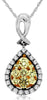 .61CT WHITE & FANCY YELLOW DIAMOND 14K 2 TONE GOLD 3D TEAR DROP FLOATING PENDANT