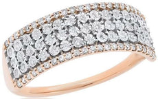 .27CT DIAMOND 14KT ROSE GOLD MULTI ROW PAVE HALO SEMI ETERNITY ANNIVERSARY RING