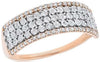 .27CT DIAMOND 14KT ROSE GOLD MULTI ROW PAVE HALO SEMI ETERNITY ANNIVERSARY RING