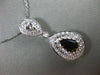 ESTATE LARGE 1.30CT DIAMOND & SMOKY TOPAZ 14KT WHITE GOLD MILGRAIN PEAR PENDANT