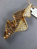 ESTATE LARGE 1.95CT WHITE & ORANGE DIAMOND 18KT ROSE GOLD 3D LEAF FUN PENDANT
